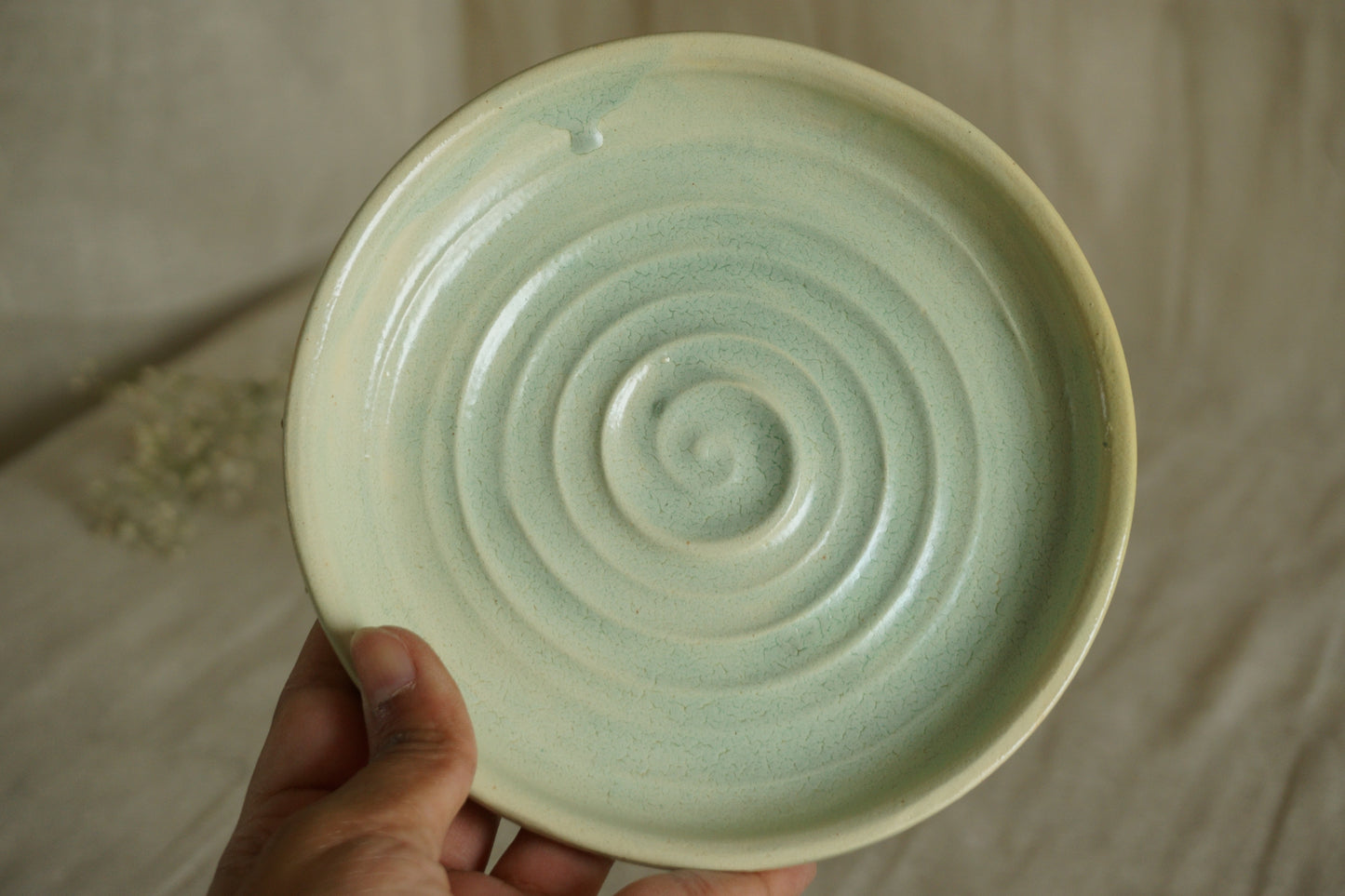 Apple green planter with plate