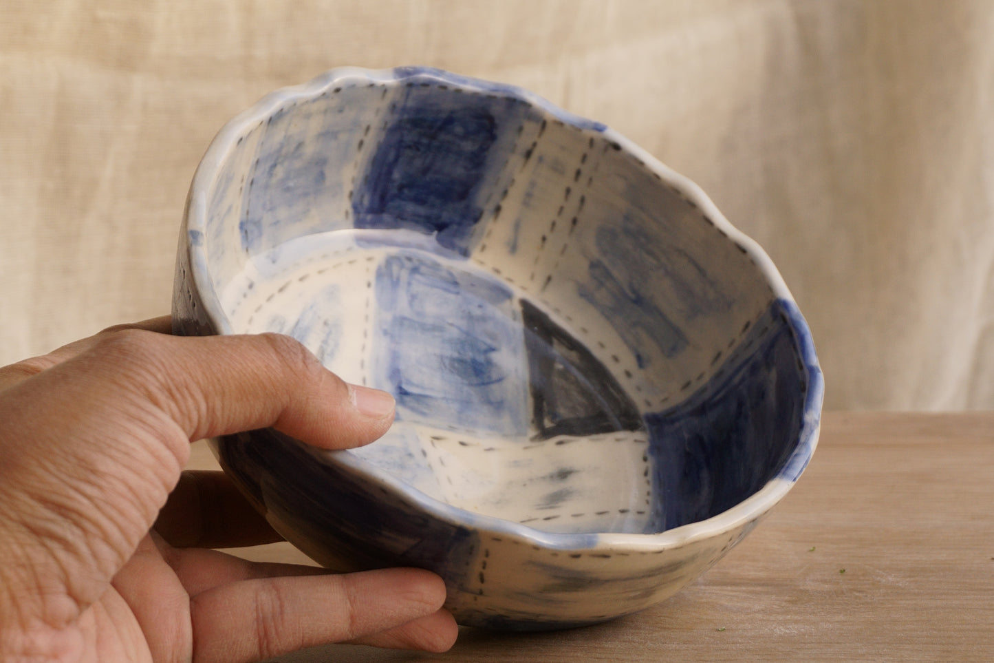 Indigo quilt bowl