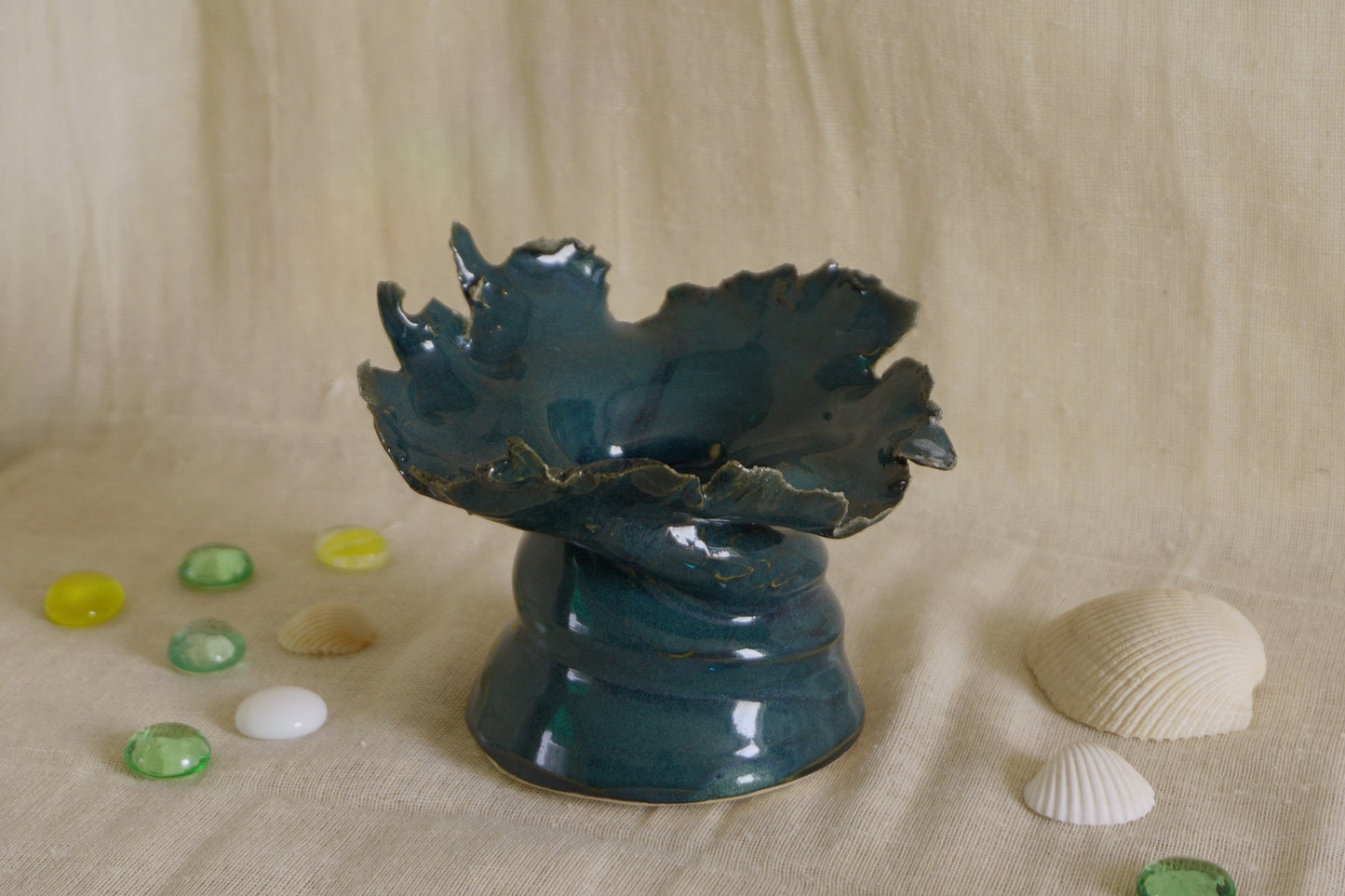 Forest green sculptural vase