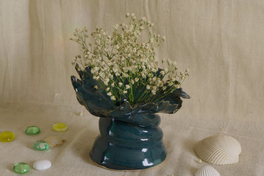 Forest green sculptural vase