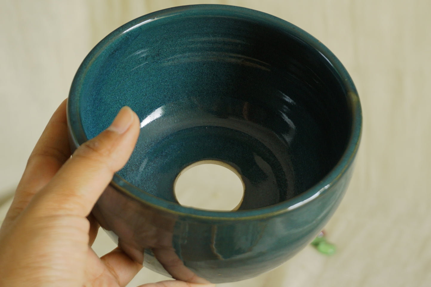 Forest green planter with plate