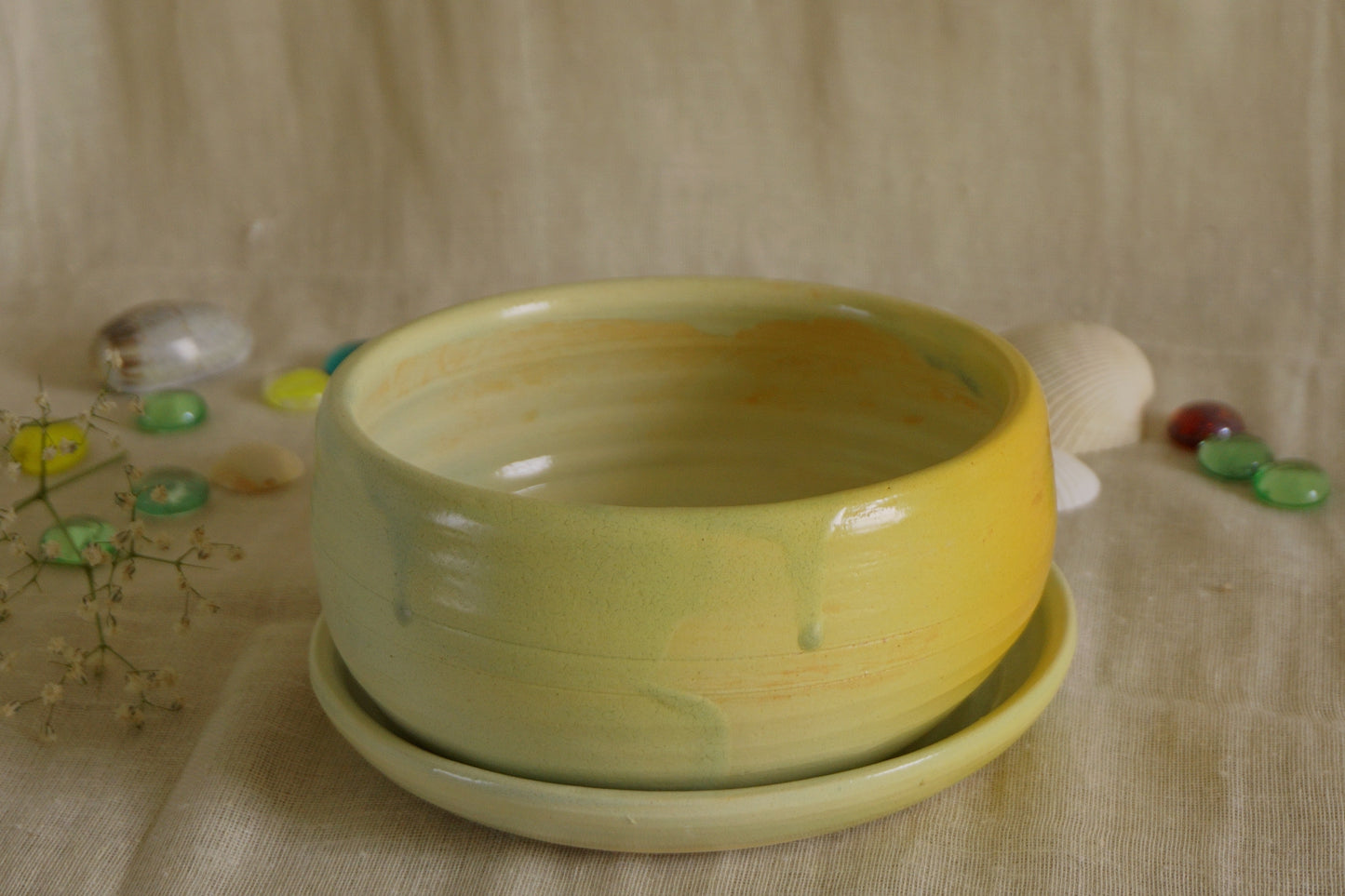 Apple green planter with plate