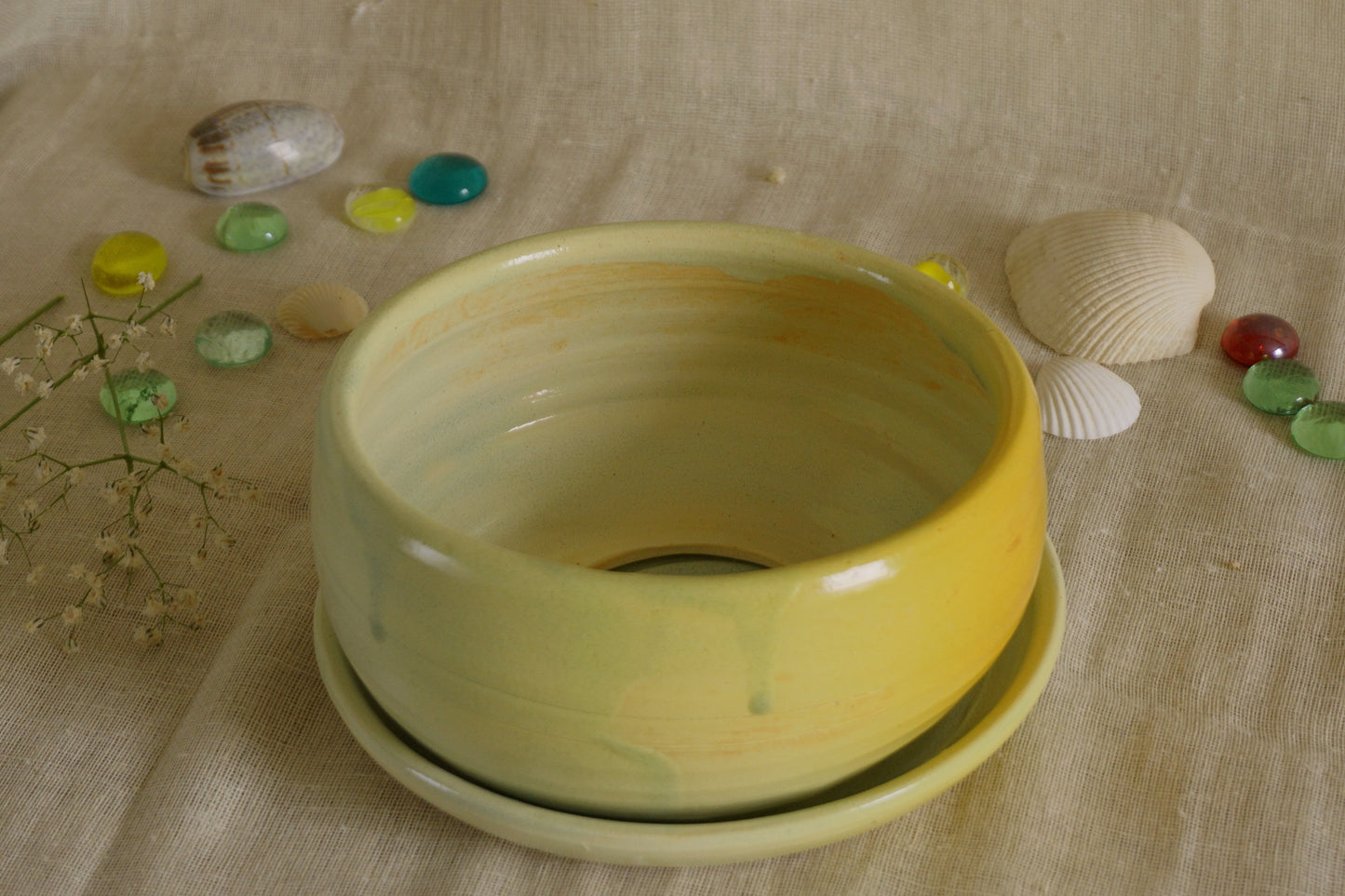 Apple green planter with plate
