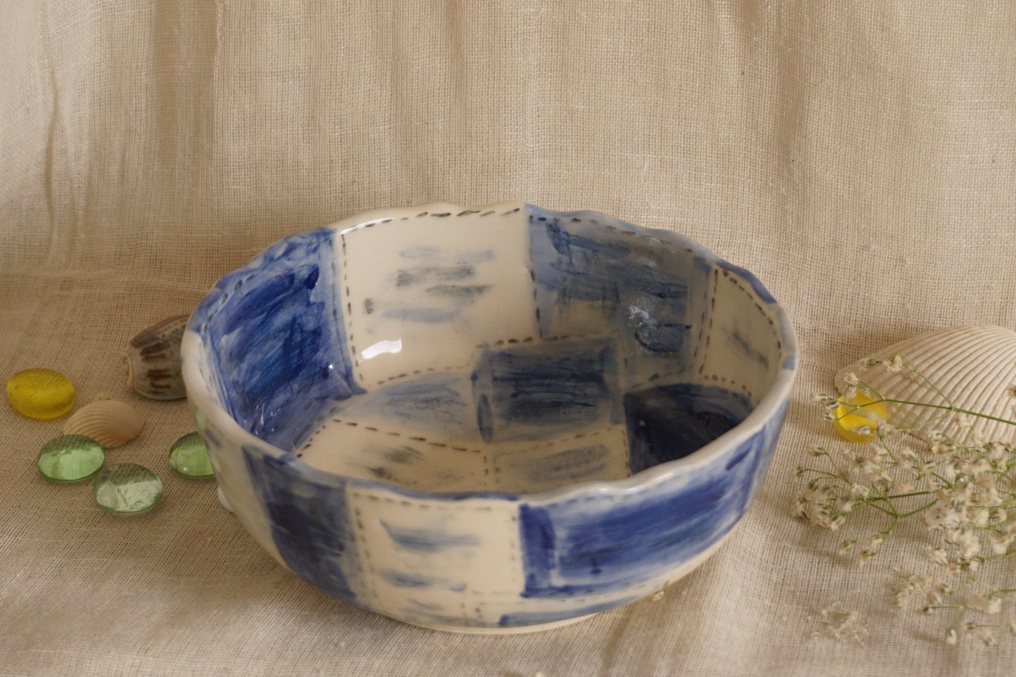 Indigo quilt bowl