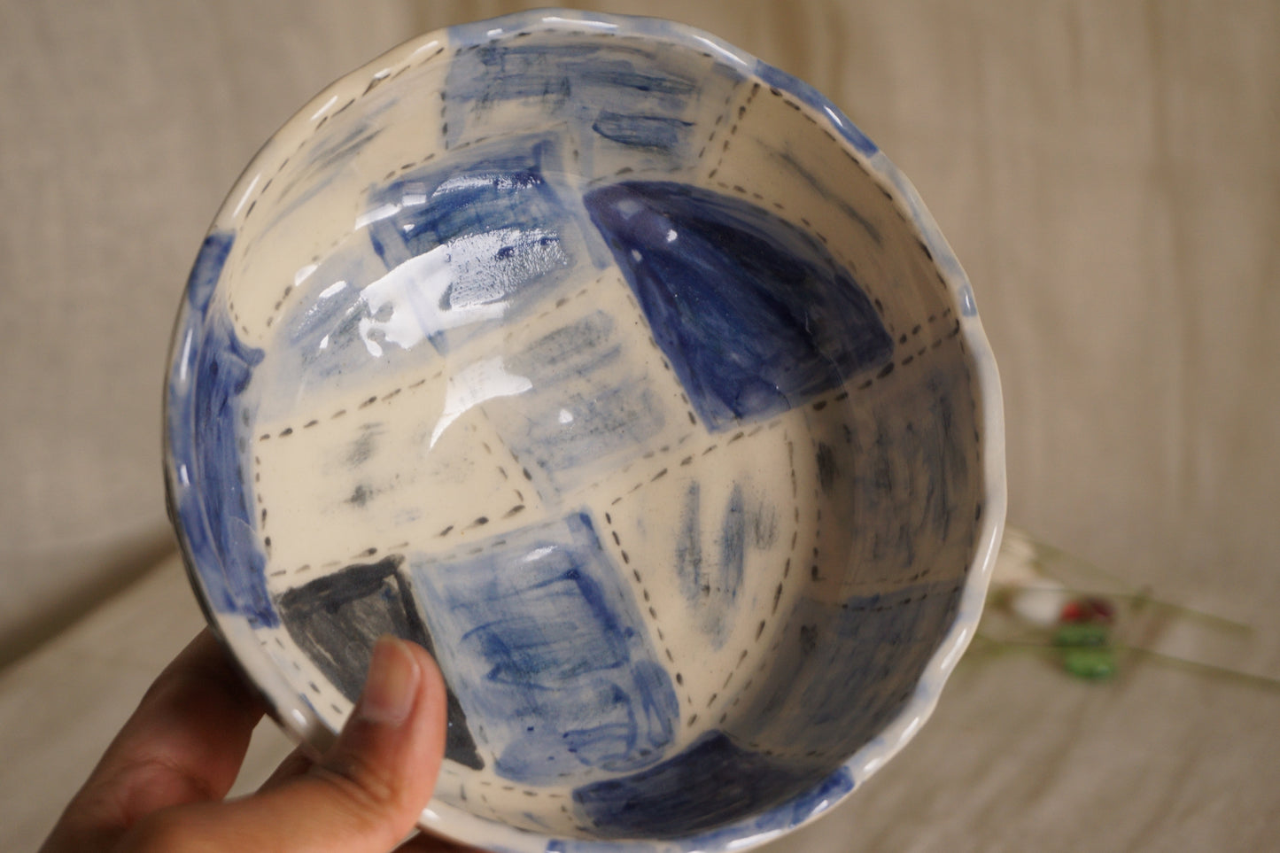 Indigo quilt bowl