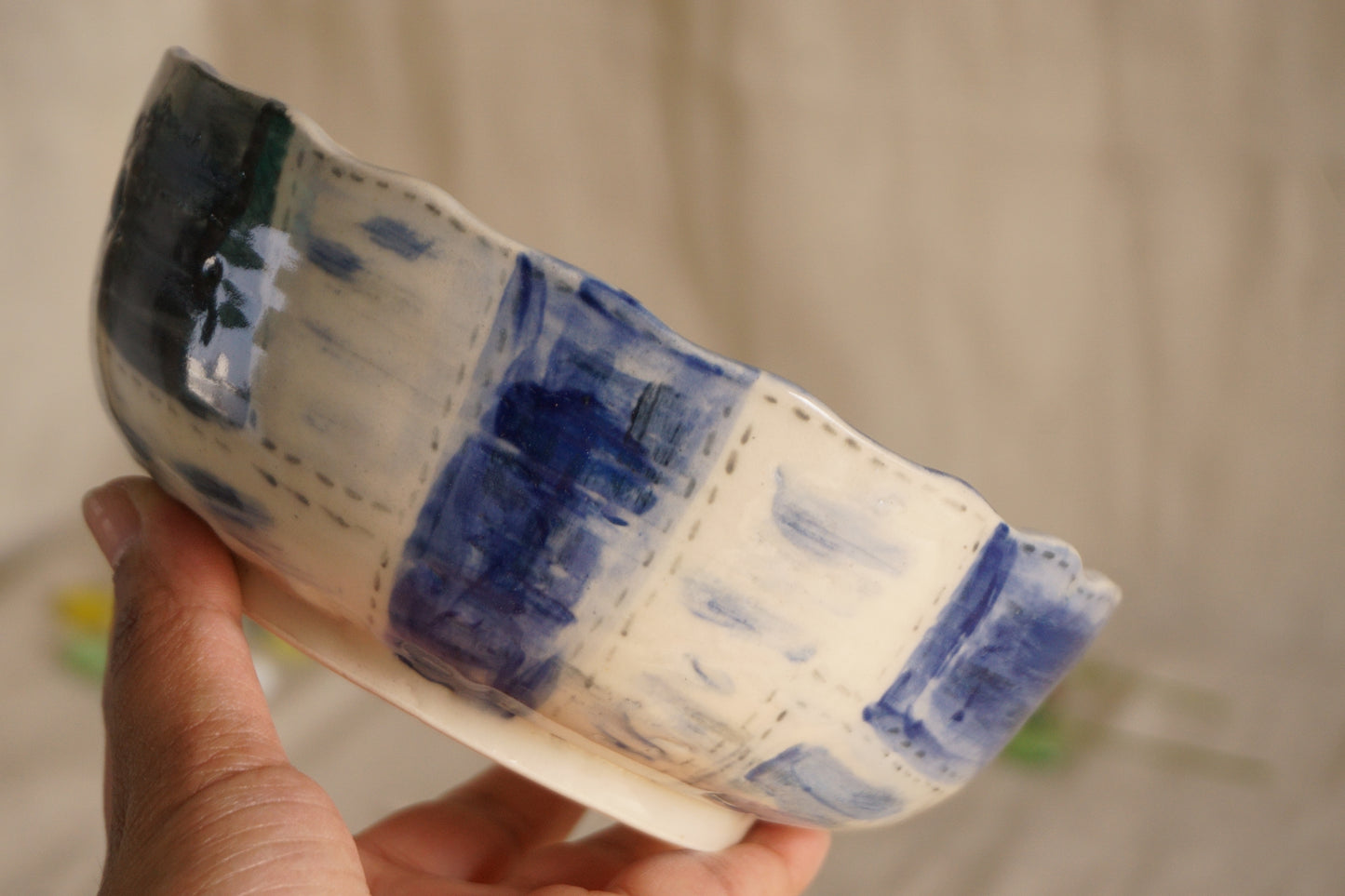 Indigo quilt bowl