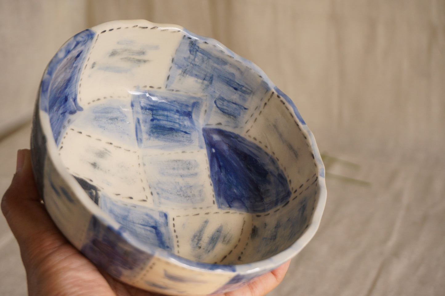 Indigo quilt bowl