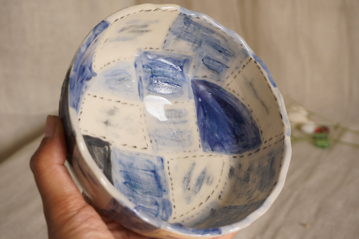 Indigo quilt bowl
